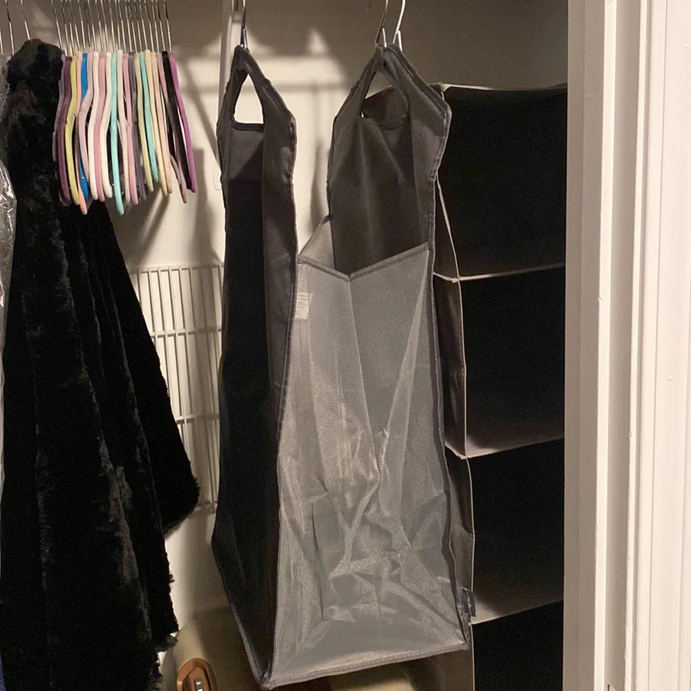 *2 Pack Slim Storage Hanging Laundry Hamper See-Through Mesh Front (1)